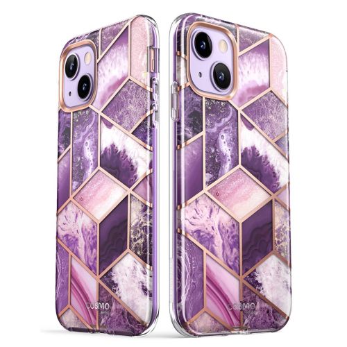 Carcasa stylish supcase cosmo compatibila cu iphone 13/14, protectie display, marble purple