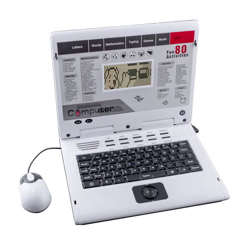 Laptop de jucarie karemi, educational si interactiv pentru copii, 80 functii, ecran lcd, mouse, alb-negru
