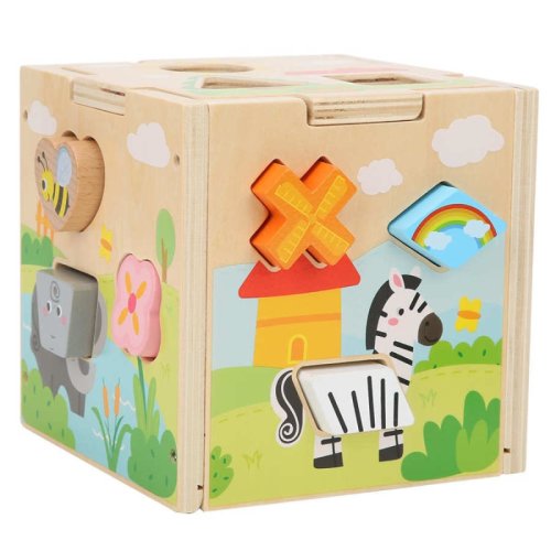 Puzzle karemi, cub cu forme si animale, joc educativ, din lemn, k01b-40082
