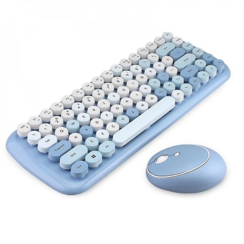 Set tastatura si mouse mofii, wireless, 2.4g, usb, albastru