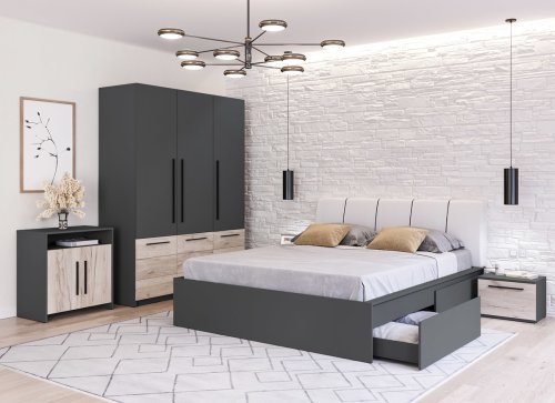 Set mobilier dormitor complet gri novo - configuratia 2