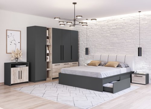 Set mobilier dormitor complet gri novo - configuratia 4