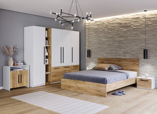 Set mobilier dormitor complet timber - configuratia 2