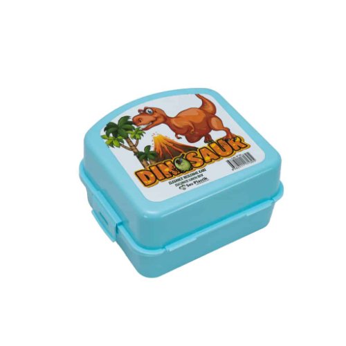 Cutie alimentara copii, cesiro, 3 compartimente, albastru cu dinozaur