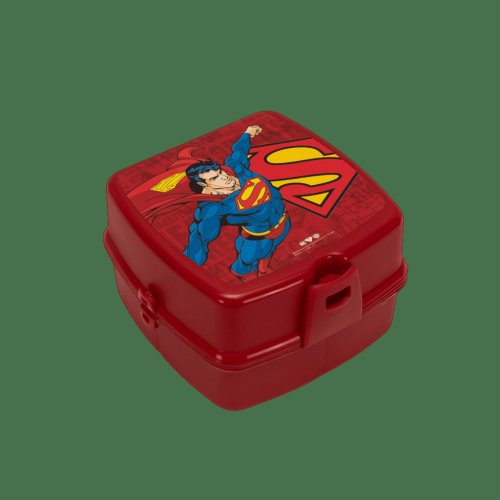 Cutie alimentara copii, cesiro, 3 compartimente, rosu cu superman
