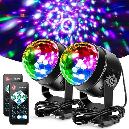 Cesiro Disco ball litake disco light, lumini de petrecere de 6w, lumini de scenă, 7 moduri de culori, telecomandă controlată prin muzică, lampă led patry pen