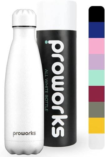 Cesiro Sticla de apă cu vid premium - pentru sport, alergare, bicicletă, yoga, drumeții și camping - 500 ml - alb