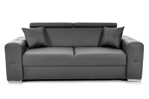 Prestige Canapea fixă 2 locuri bellagio, cu tetiere reglabile, 205x100x100 cm - gri-piele-imitatie