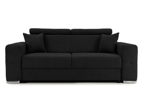 Canapea fixă 2 locuri bellagio, cu tetiere reglabile, 205x100x100 cm - negru