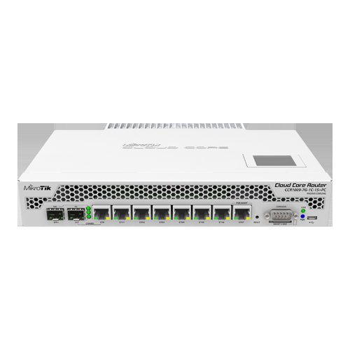 Cloud core router, 7 x gigabit, 1 x combo sfp/gigabit, 1 x sfp+, routeros l6, desktop - mikrotik ccr1009-7g-1c-1s+pc
