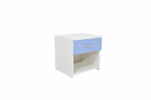 Noptiera leco, 1 sertar, alb/bleu, 40 x 35 x 40 cm