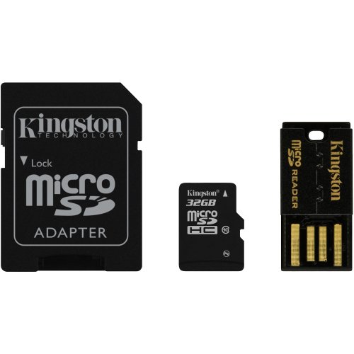 Card memorie microsdhc kingston multi-kit/mobility kit g2, 32gb, clasa 10 + adaptor + card reader