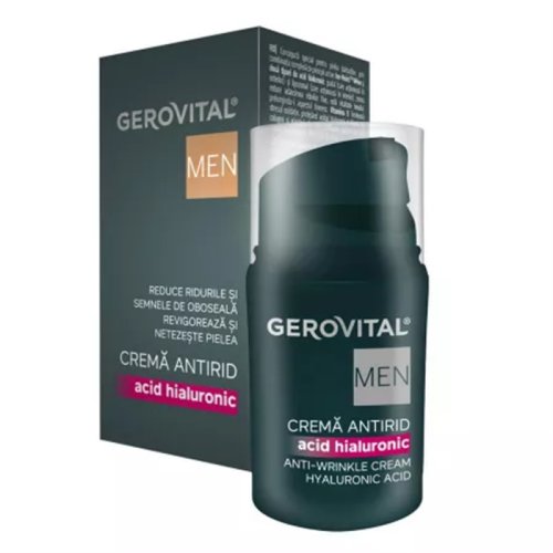 Crema antirid Gerovital men cu acid hialuronic men, 30 ml