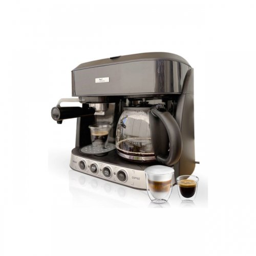 Espressor delcaffe 3 in 1 coffe shot, 15 bari, 1850w, 1.25 l, functie spumare, inchidere automata, negru
