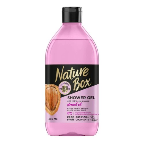 Gel de dus nature box almond oil, 385 ml, ulei presat la rece din migdale
