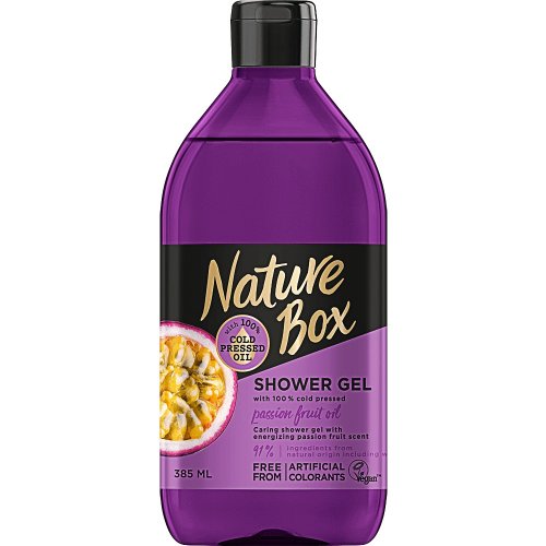 Gel de dus nature box passion fruit oil, 385 ml, ulei presat la rece din fructul pasiunii