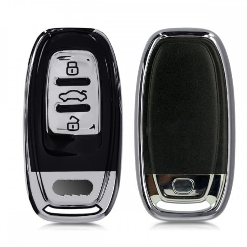 Husa cheie auto pentru audi - 3 butoane, silicon, silver, 51047.94