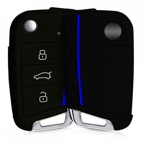 Husa cheie auto pentru vw - 3 butoane, silicon, negru, 46967.04