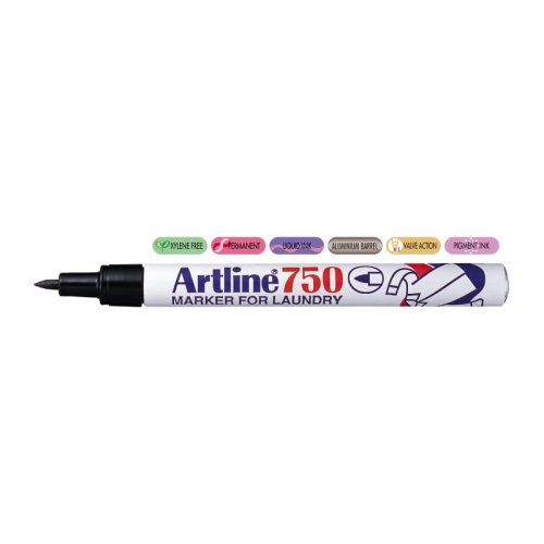 Marker artline 750, pentru textile, corp metalic, varf rotund 0.7mm - negru