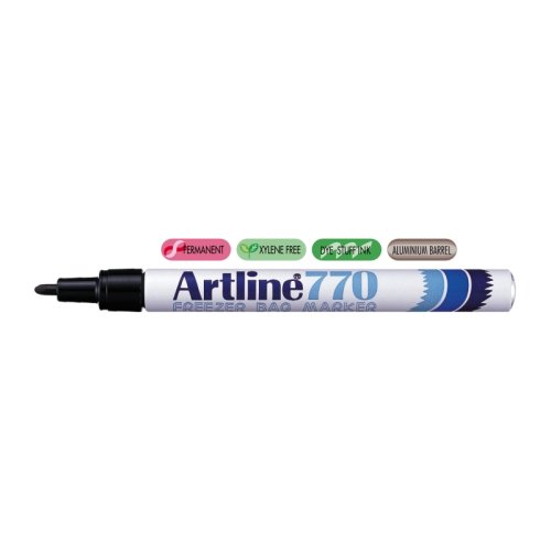 Marker artline 770, pentru pachete congelate, corp metalic, varf rotund 1.0mm - negru