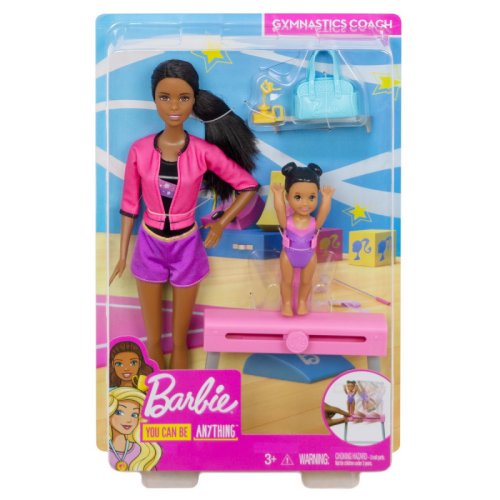 Papusa Barbie bruneta cariera in sport antrenoare de gimnastica