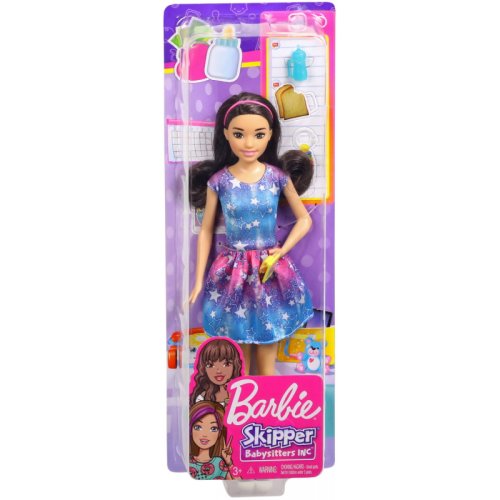 Papusa barbie gama family bona cu rochita instelata