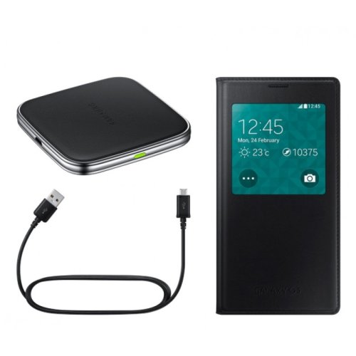 Samsung galaxy s5 g900 wireless charging kit + husa s-view, negru