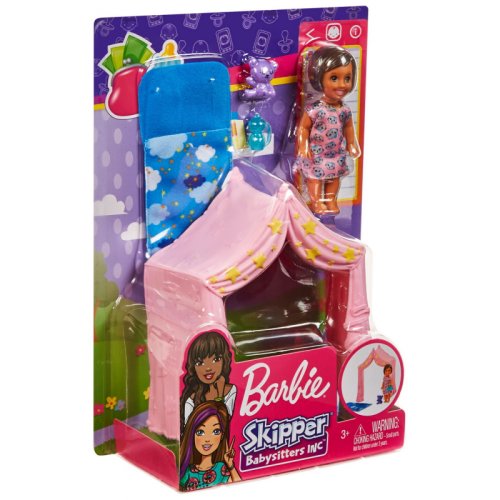 Set barbie skipper babysitters, petrecere in pijamale, papusa fetita