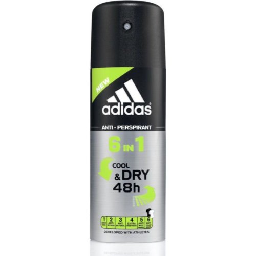 Spray deodorant adidas cool & dry 6 in 1, 150 ml, pentru barbati