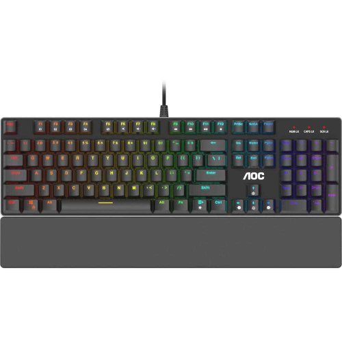 Tastatura gaming mecanica aoc gk500, iluminare rgb, negru