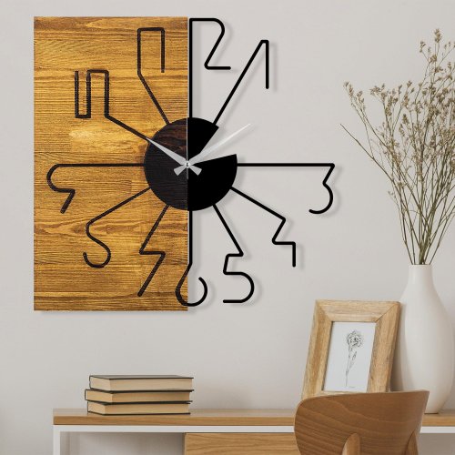 Ceas de perete decorativ din lemn wooden clock 29, nuc, 3x58x58 cm