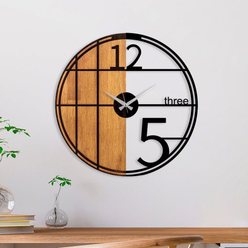 Tanelorn Ceas de perete decorativ din lemn wooden clock - 62, nuc, 56x3x56 cm