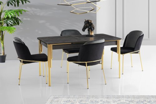 Masă damla dining table, negru, 146x79x90 cm