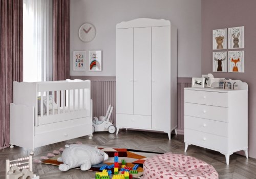 Nipigon Set de mobilier pentru camera bebelusului patara, alb, 55x91x103 cm