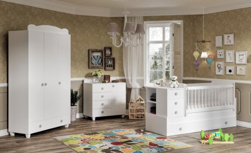 Set de mobilier pentru camera bebelusului pearl, alb, 78x106x186 cm