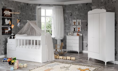 Nipigon Set de mobilier pentru camera bebelusului sansa buyuyen - white, alb, 95x67x175 cm