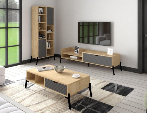 Puqa Design Set mobila sufragerie dartanyan, 3 piese , comoda tv - biblioteca - masuta de cafea