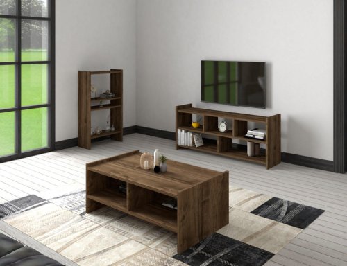 Set mobila sufragerie pera, comoda tv - biblioteca - masuta de cafea