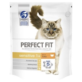 Perfect fit cat sensitive, curcan, hrană uscată pisici, sensibilitati digestive, 7kg