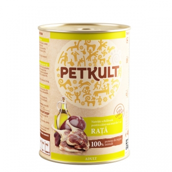 Petkult grain free adult, rață, conservă hrană umedă fără cereale câini, 400g