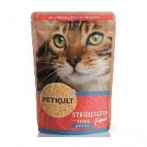 Petkult sterilised, ton, pachet economic plic hrană umedă fără cereale pisici, 100g x 10