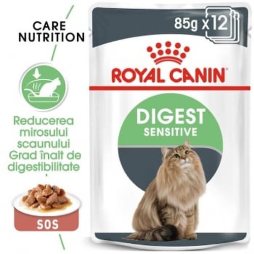 Royal canin digest sensitive care adult, plic hrană umedă pisici, confort digestiv, (în sos), 85g