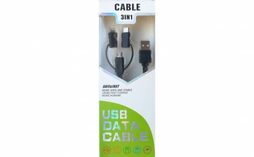 Jungle Shop Cablu de date si incarcare 3 in 1, cu functia de incarcare rapida iphone / microusb / type-c