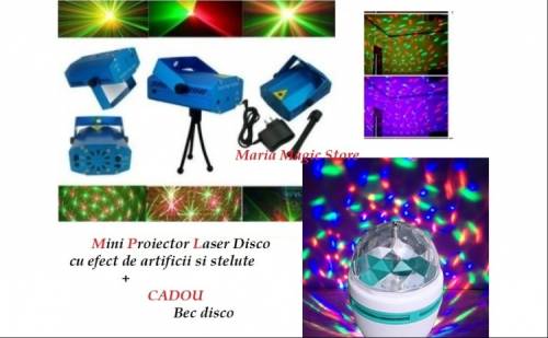 Maria Magic Store Laser disco cu doua culori + cadou bec disco rotativ