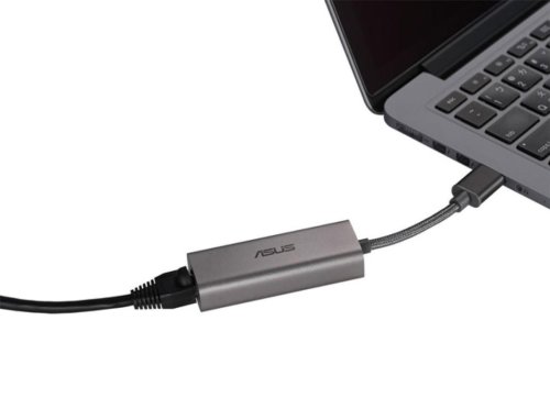 Asus usb-c2500 ethernet adapter, input usb 3.2 gen1 type-a, output 100/1000/2500 mbps rj45 port.