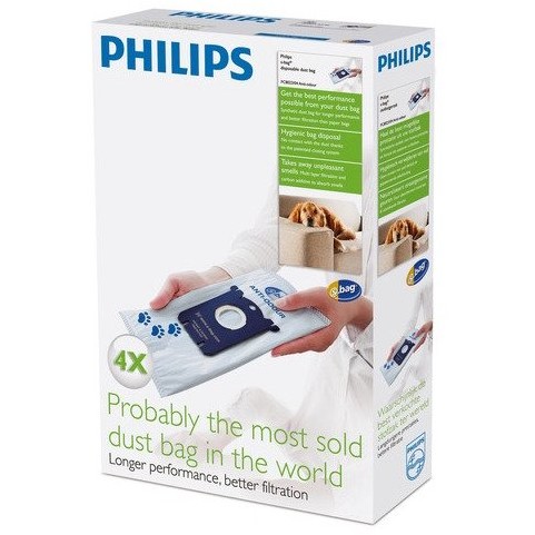 Sac de praf Philips s-bag dezodorizant fc8023/04, 4 bucati