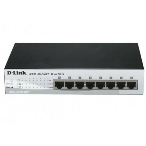 D-link Switch des-1210-08p, 8 porturi 10/100 mbps poe