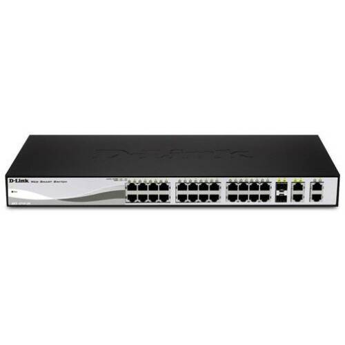 D-link Switch des-1210-28p, 24 porturi 10/100 mbps, 2 x sfp, 2 x gigabit