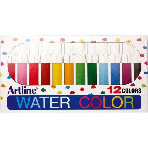 Watercolor marker Artline 300, corp plastic, varf rotund 2.0mm, 12 culori/set - asortate