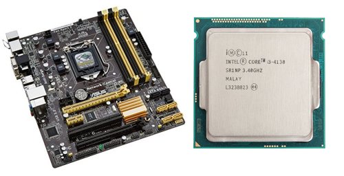Placa de baza asus b85m-e, socket 1150, matx, shield, cooler + procesor intel core i3-4130 3.40ghz, 3 mb cache
